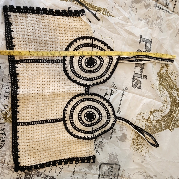 Zara Black and Cream Crochet Crop Top - Picture 2 of 7